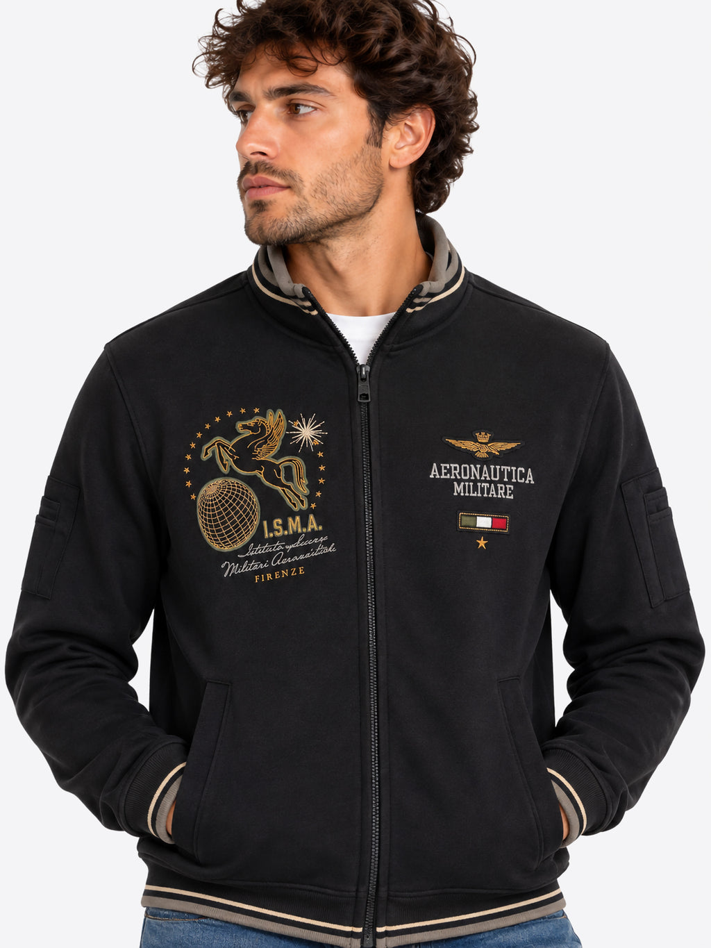 Felpa Full Zip AERONAUTICA MILITARE da Uomo - FE213434300 NERO