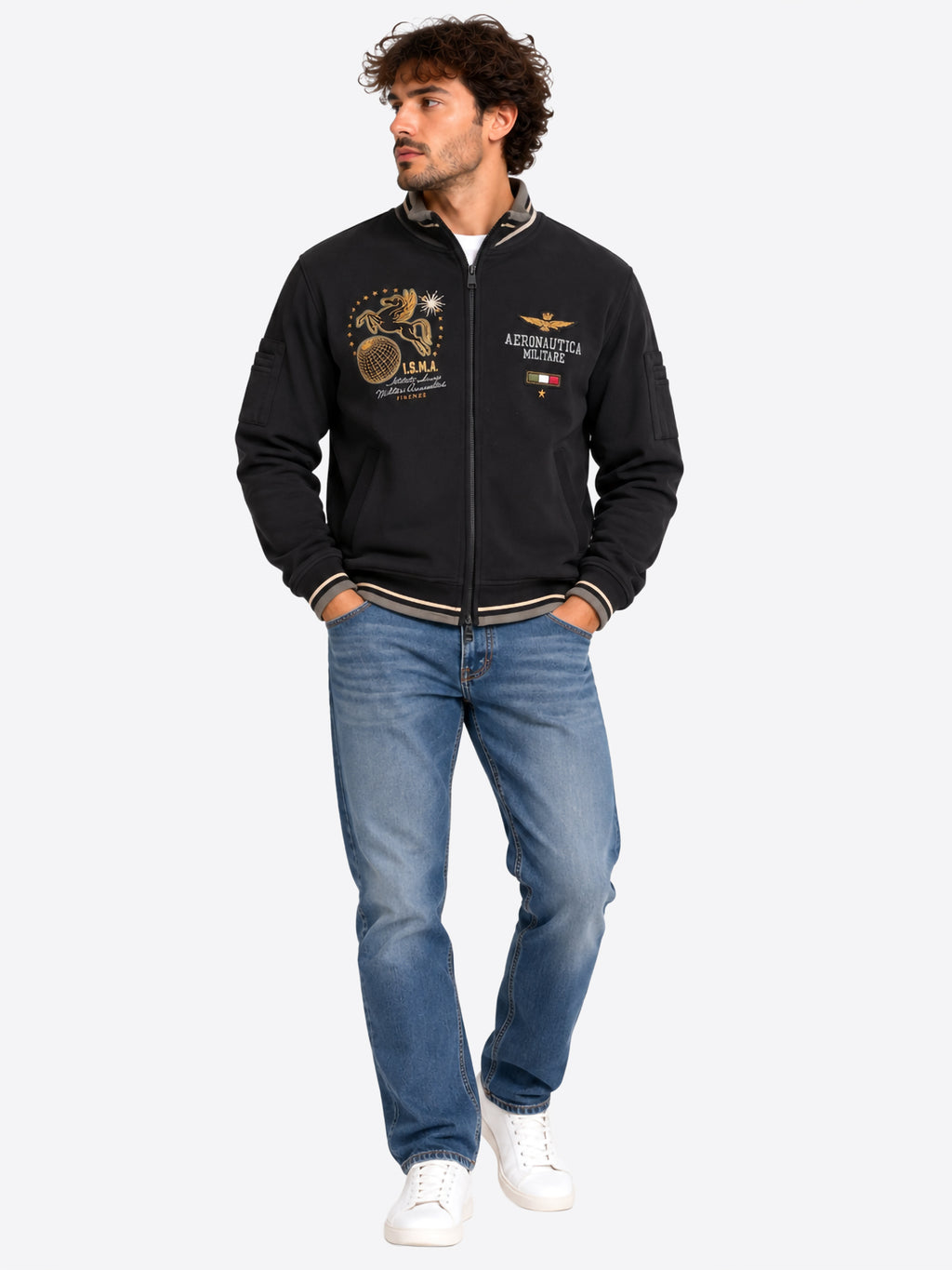 Felpa Full Zip AERONAUTICA MILITARE da Uomo - FE213434300 NERO