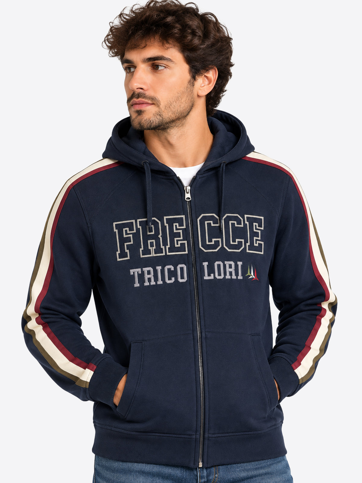 Felpa full zip cappuccio AERONAUTICA MILITARE da Uomo - blu FE213708184 BLU