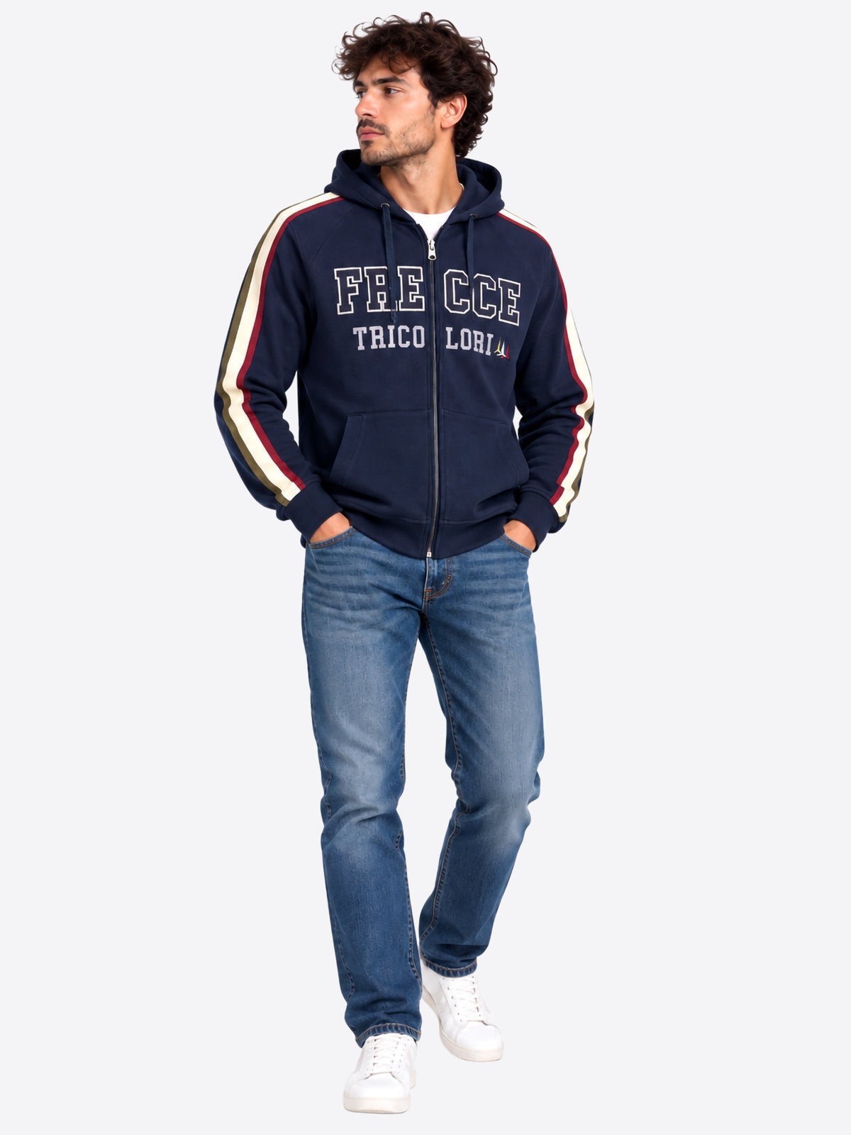 Felpa full zip cappuccio AERONAUTICA MILITARE da Uomo - blu FE213708184 BLU