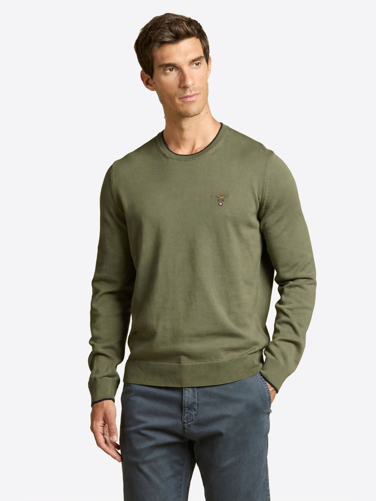 Maglione girocollo AERONAUTICA MILITARE da Uomo - verde MA163107309 VERDE