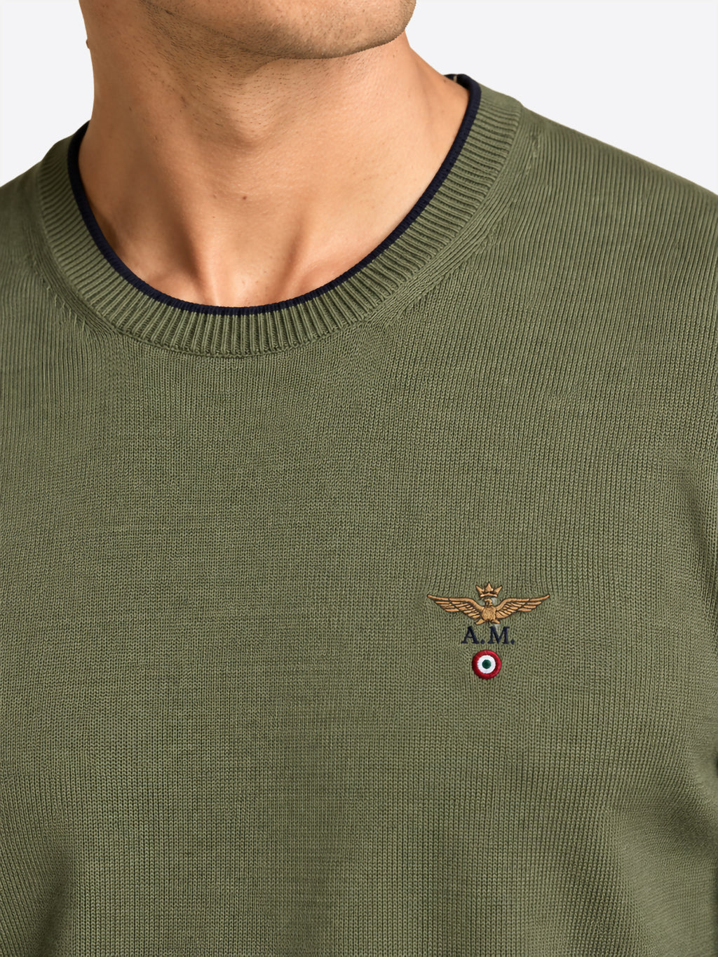 Maglione girocollo AERONAUTICA MILITARE da Uomo - verde MA163107309 VERDE