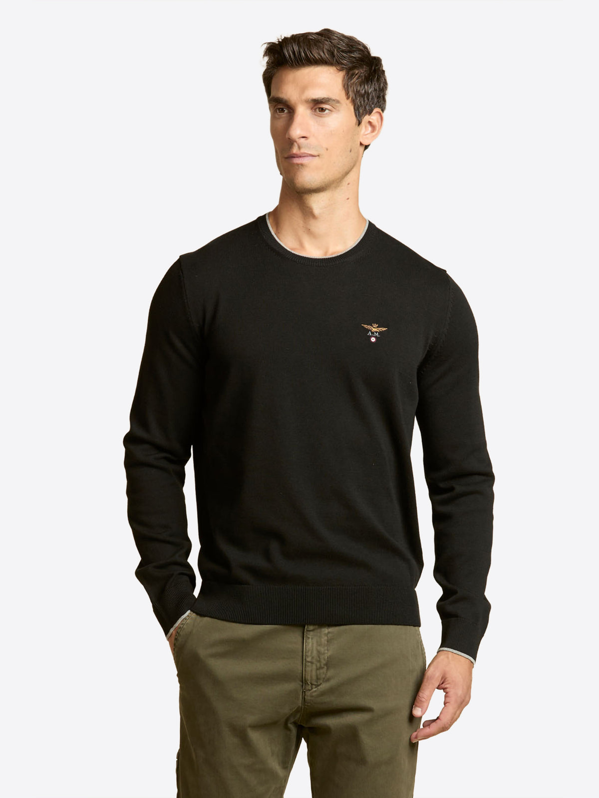 Maglione girocollo AERONAUTICA MILITARE da Uomo - nero MA163134300 NERO