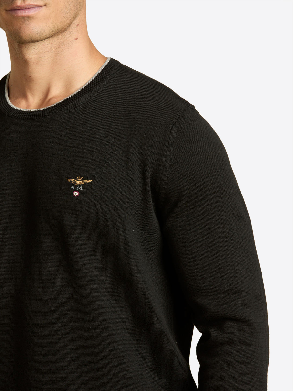 Maglione girocollo AERONAUTICA MILITARE da Uomo - nero MA163134300 NERO