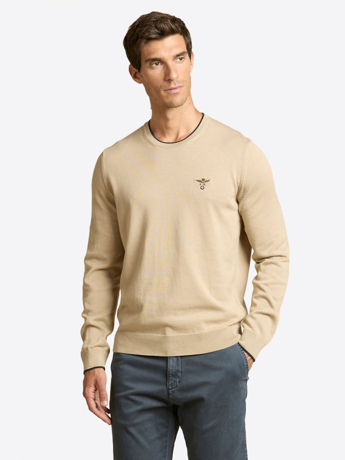 Maglione girocollo AERONAUTICA MILITARE da Uomo - beige MA163157646 SABBIA
