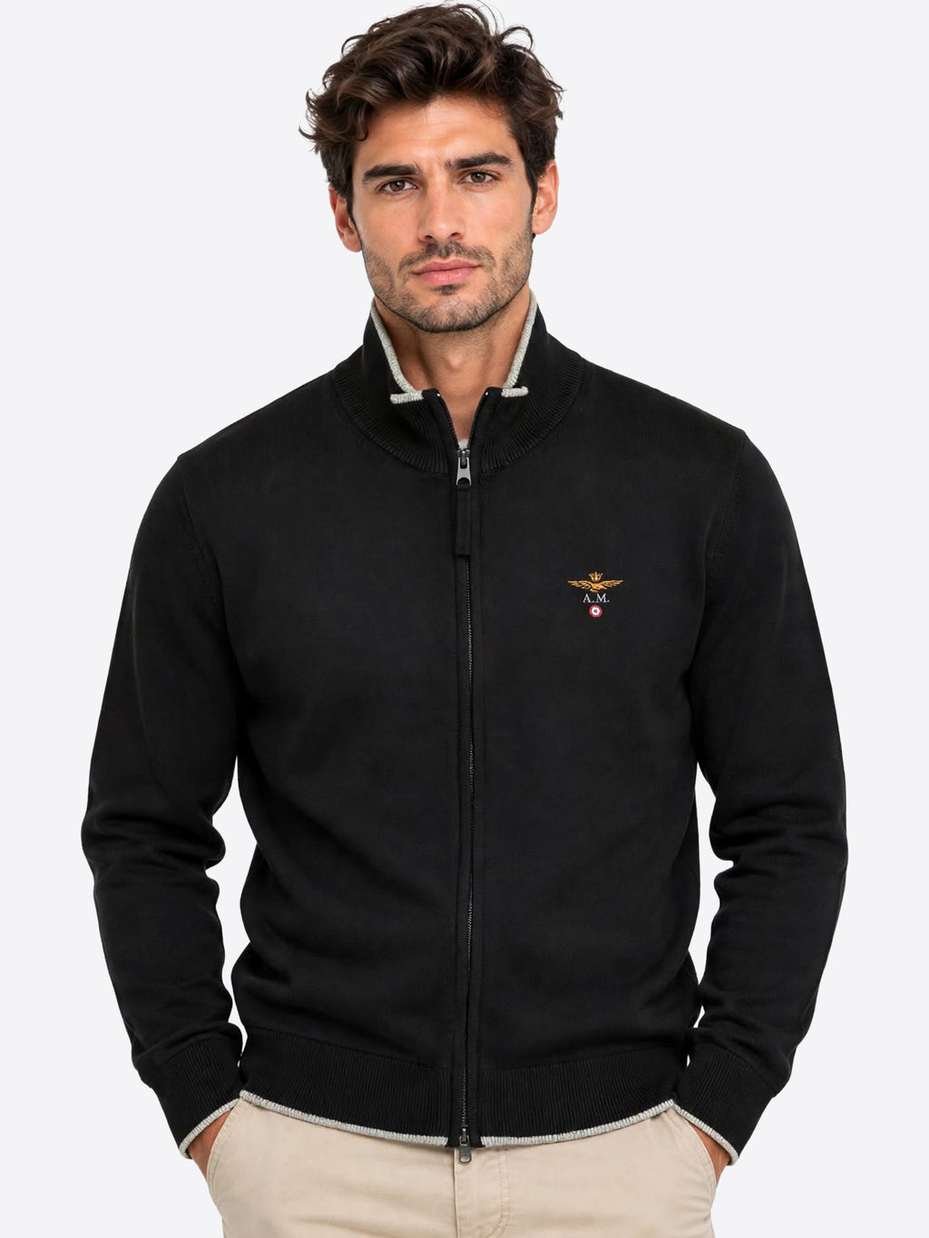 Cardigan AERONAUTICA MILITARE da Uomo -MA163234300 NERO