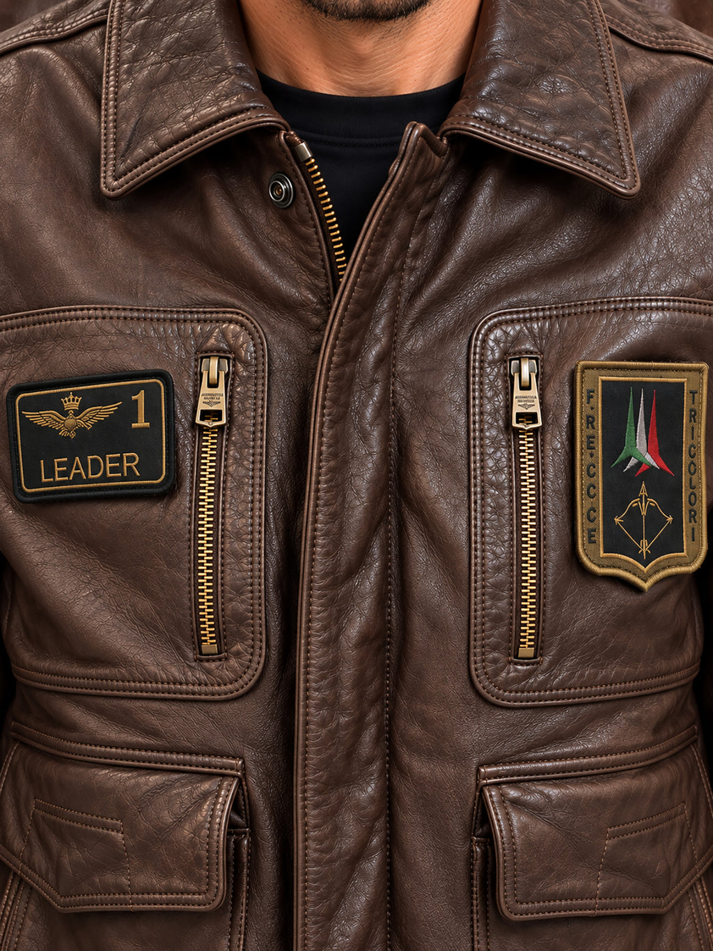 Giacca di Pelle AERONAUTICA MILITARE da Uomo - PN08460083 MARRONE