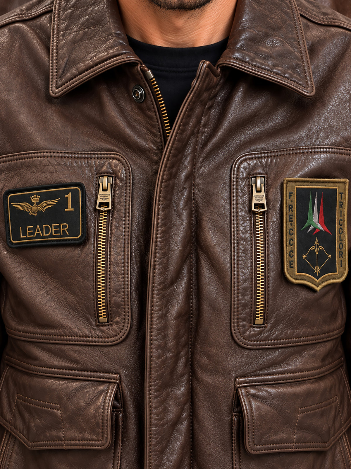 Giacca di Pelle AERONAUTICA MILITARE da Uomo - PN08460083 MARRONE