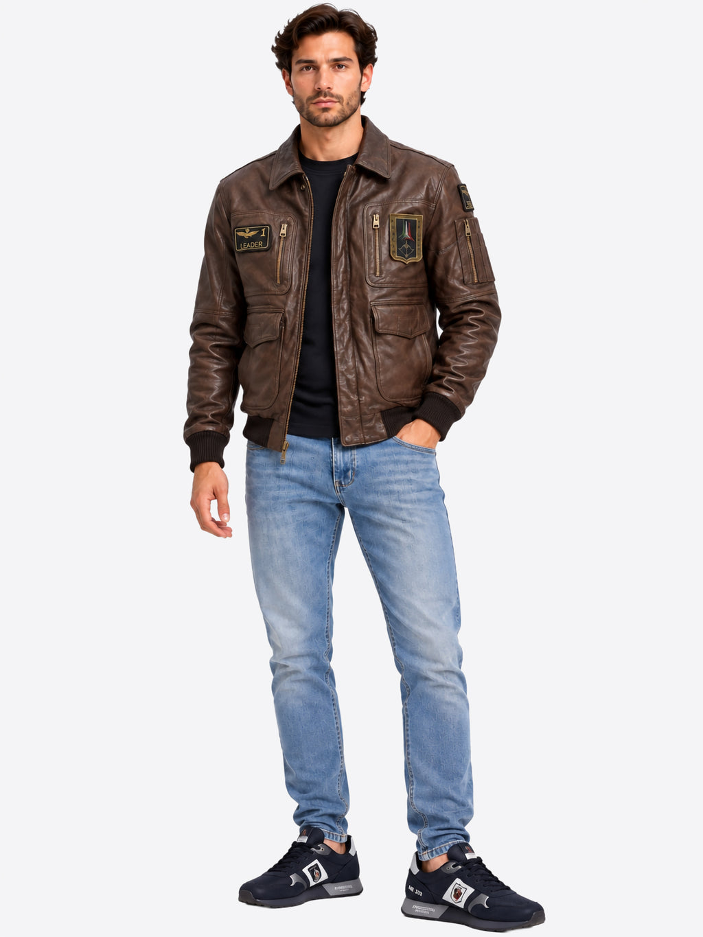 Giacca di Pelle AERONAUTICA MILITARE da Uomo - PN08460083 MARRONE
