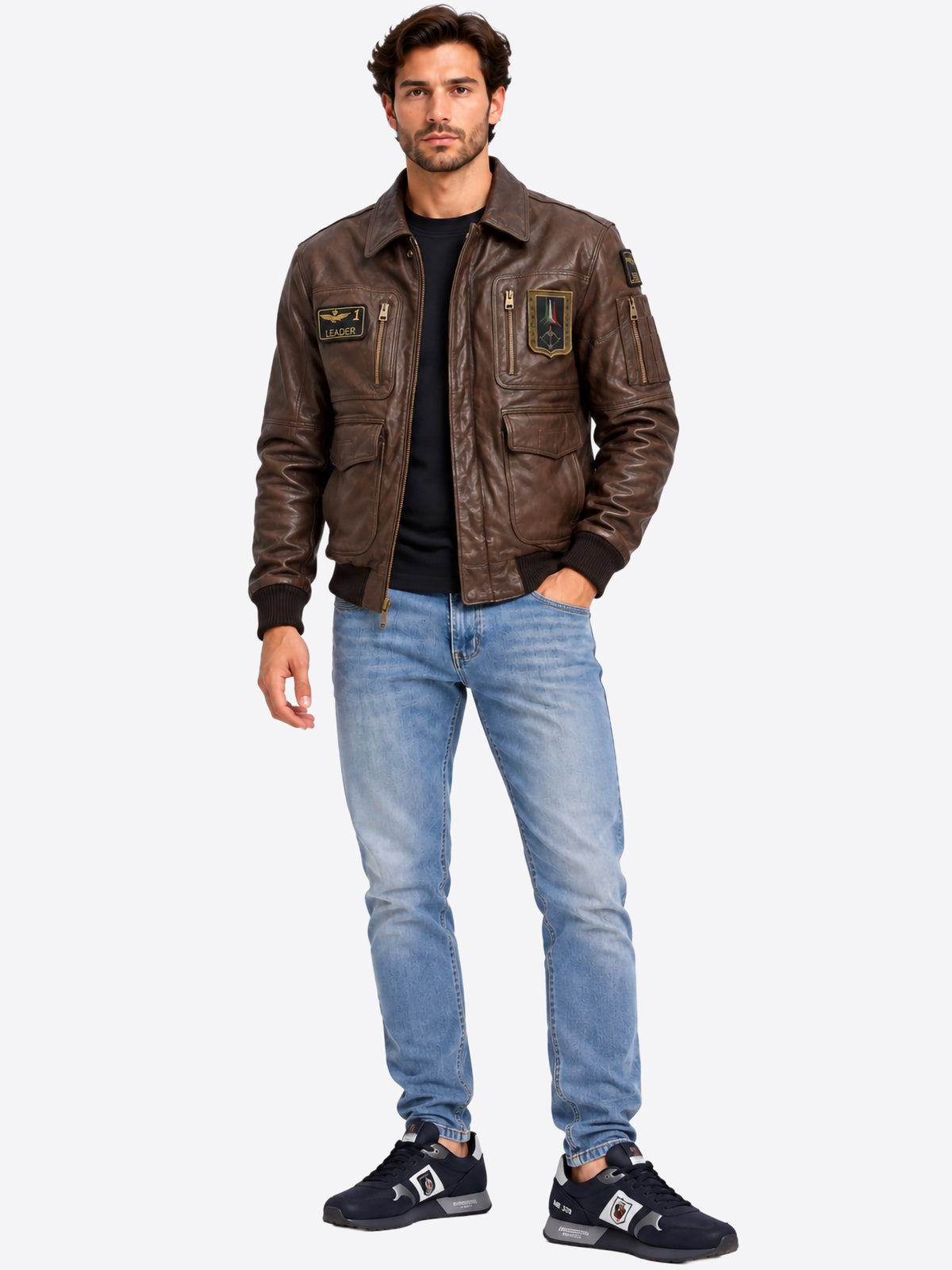 Giacca di Pelle AERONAUTICA MILITARE da Uomo - PN08460083 MARRONE