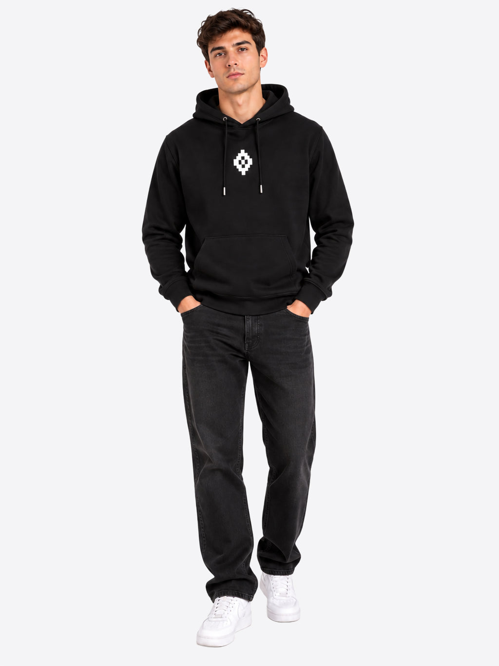 Felpa Cappuccio COUNTY OF MILAN da Uomo - nero HS011110 BLK
