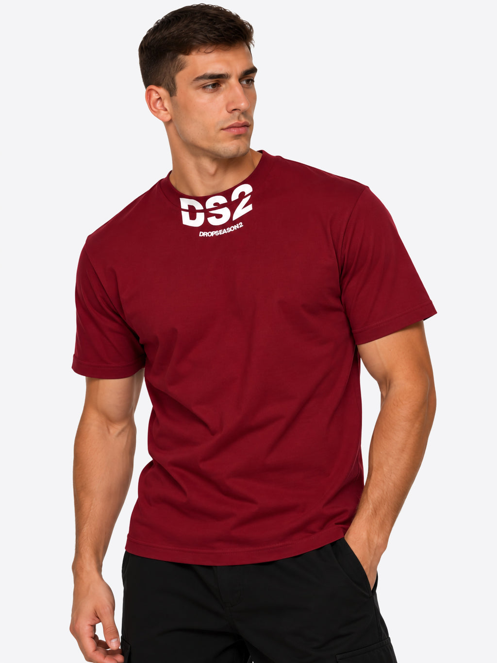 T-shirt DS2 da Uomo - rosso F62A389BIORDEAUX