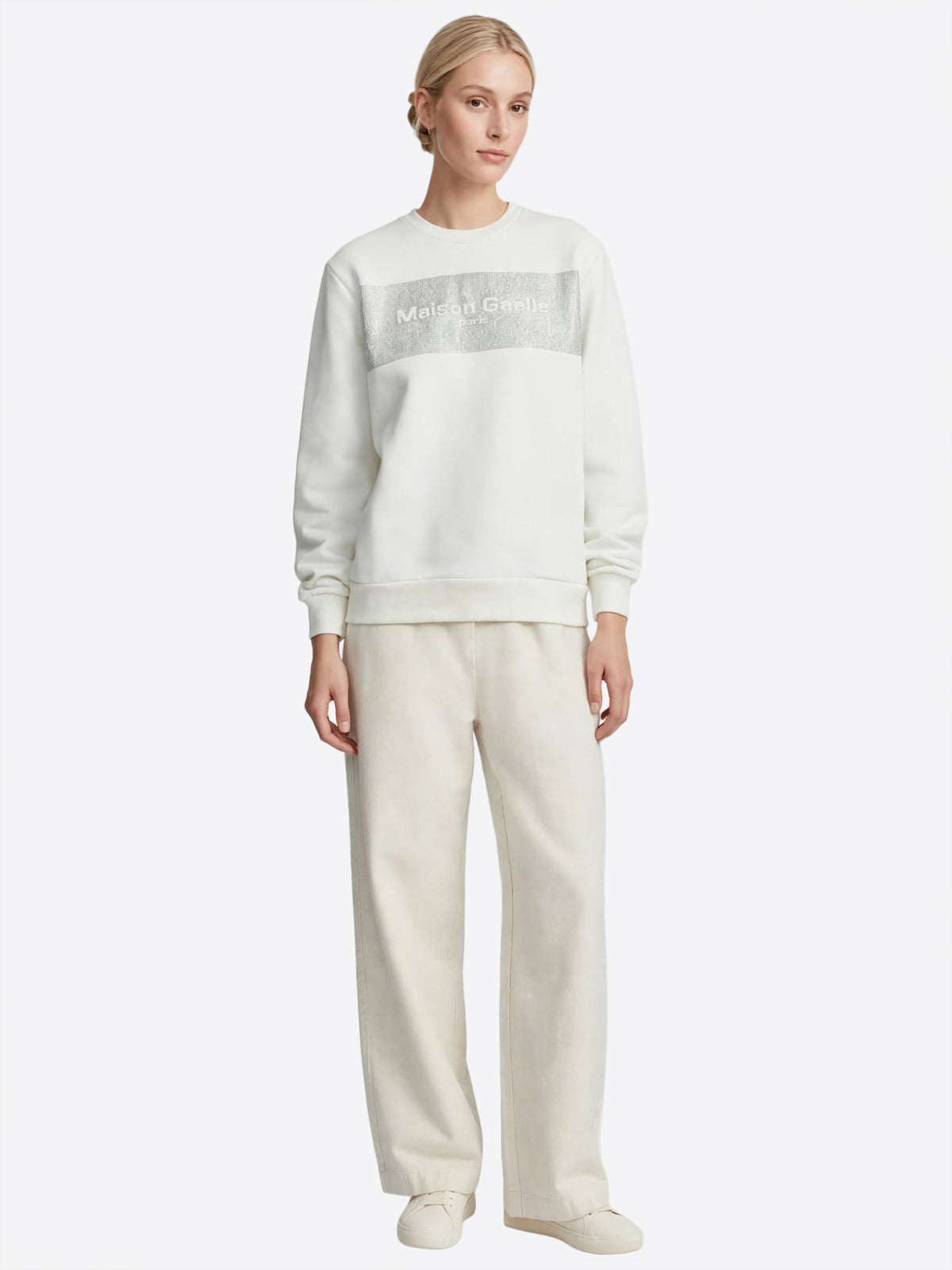 Felpa giro GAELLE da Donna - bianco GAABW11328BI02 BIANCO