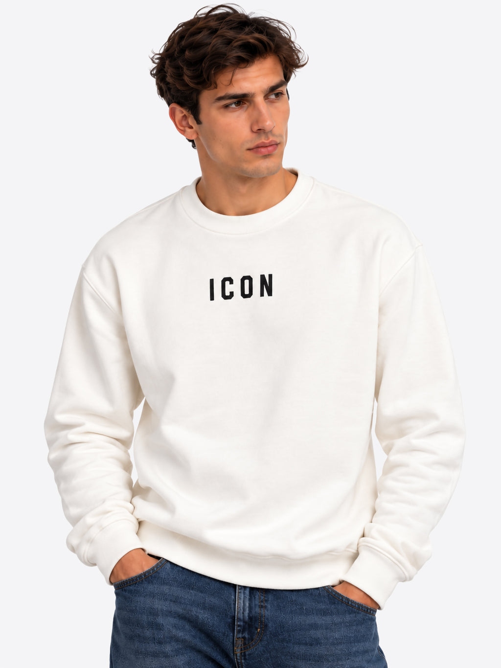 Felpa giro ICON da Uomo - bianco IUF002CBIANCO