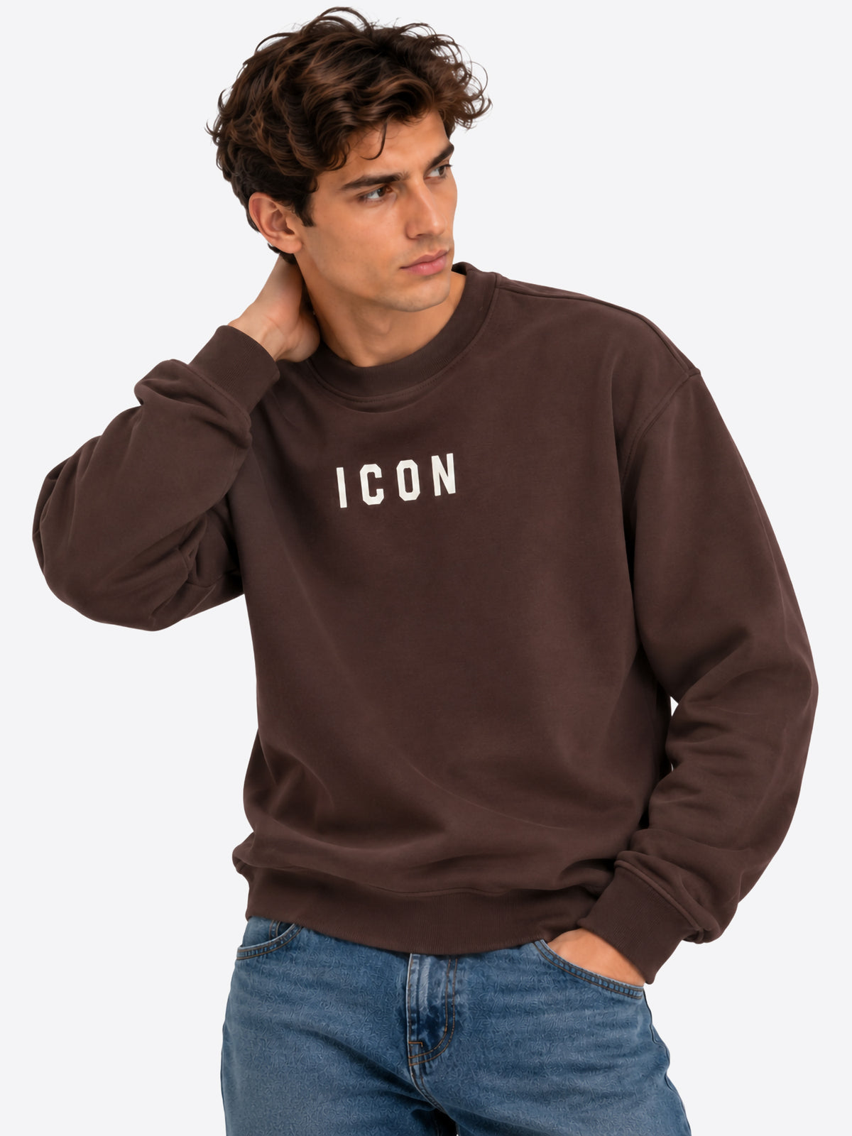 Felpa giro ICON da Uomo - IUF002CMORO