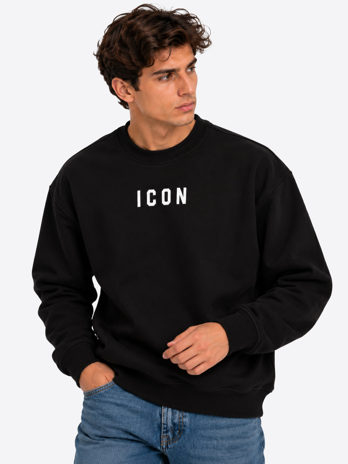 Felpa giro ICON da Uomo - nero IUF002CNEROBIANCO
