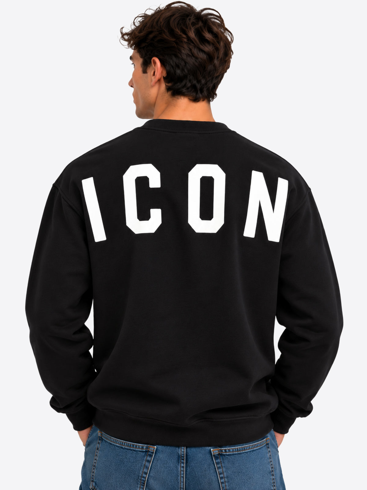 Felpa giro ICON da Uomo - nero IUF002CNEROBIANCO
