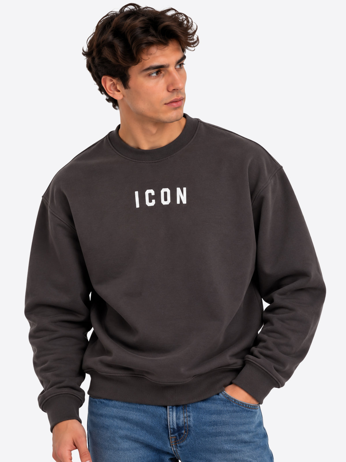 Felpa giro ICON da Uomo - grigio IUF002CPIOMBO
