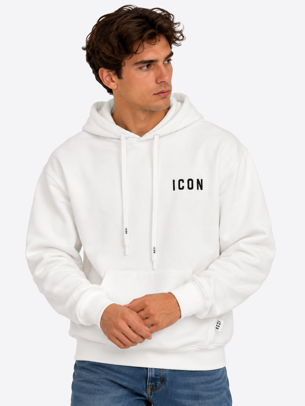 Felpa Cappuccio ICON da Uomo - bianco IUF007BIANCO