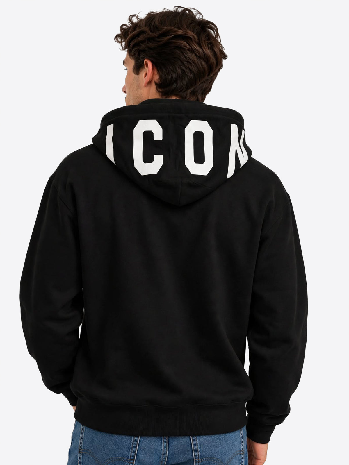 Felpa Cappuccio ICON da Uomo - nero IUF007NEROBIANCO