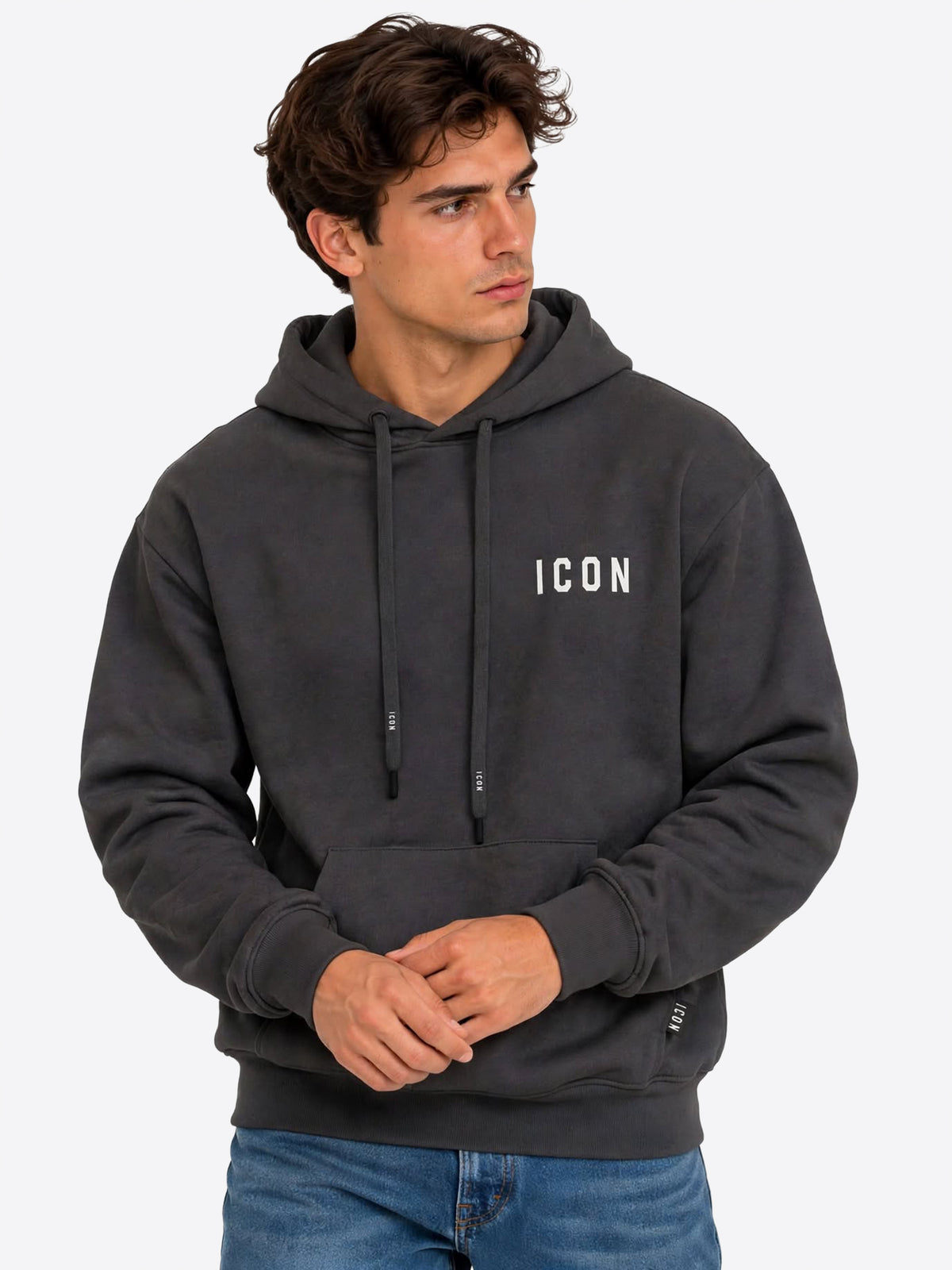 Felpa Cappuccio ICON da Uomo - grigio IUF007PIOMBO