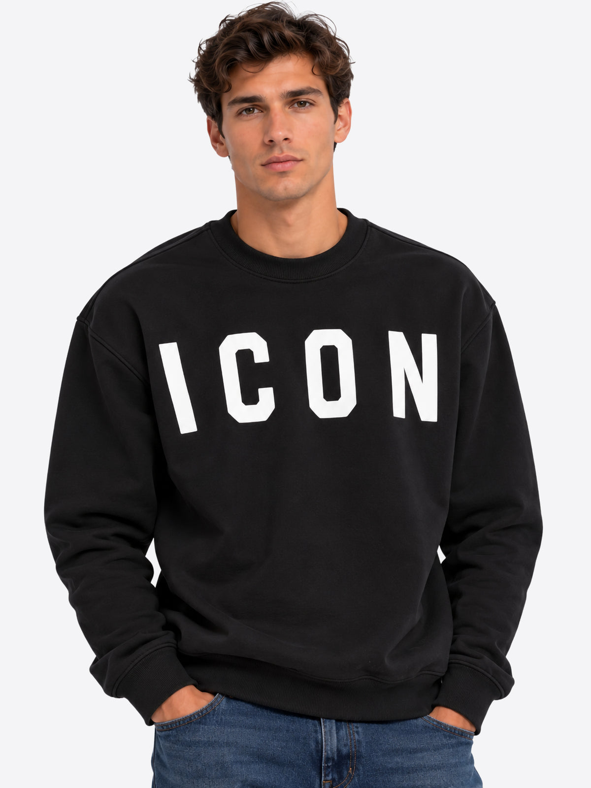 Felpa Cappuccio ICON da Uomo - nero IUF008CNEROBIANCO