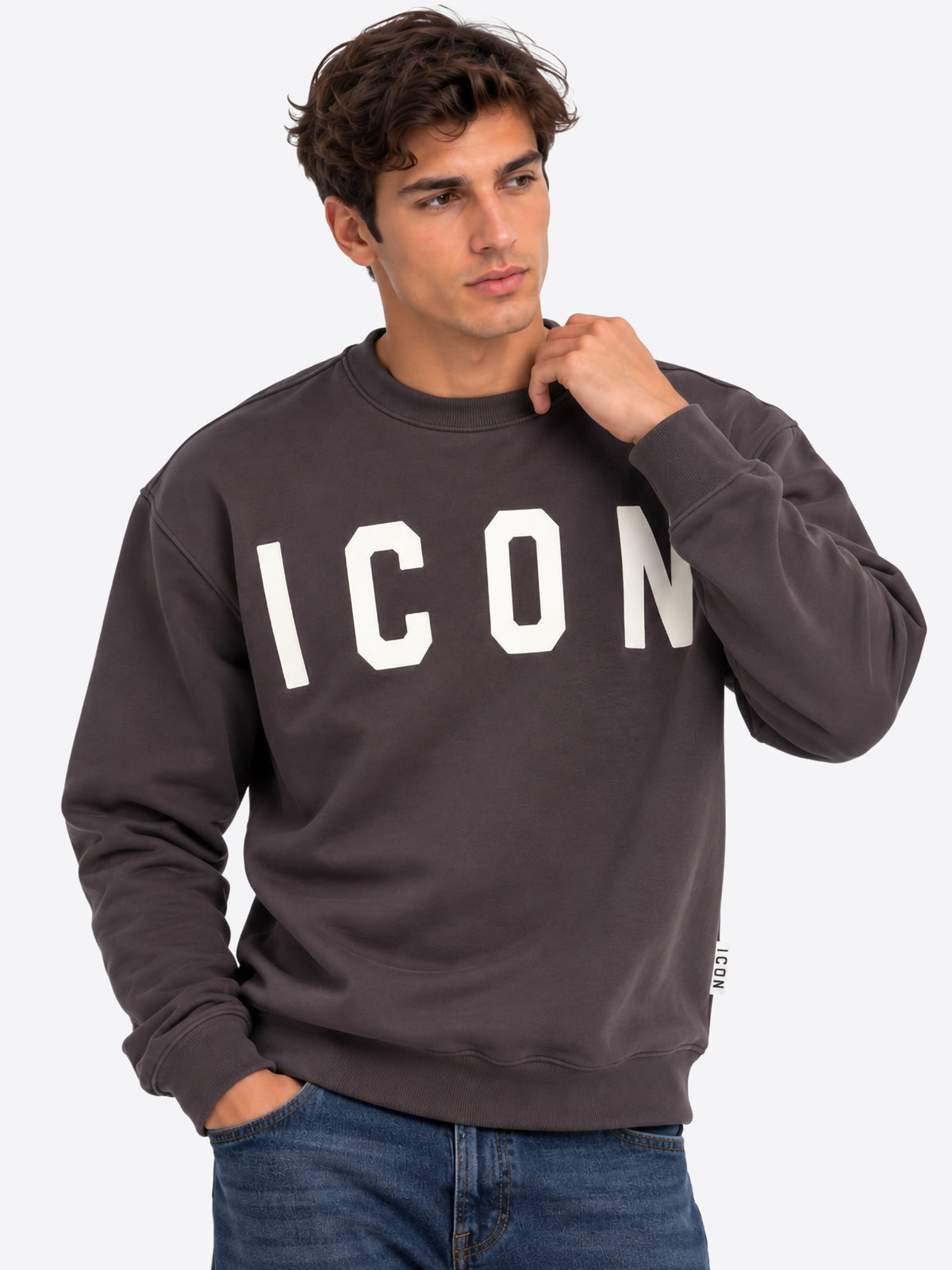 Felpa Cappuccio ICON da Uomo - grigio IUF008CPIOMBO