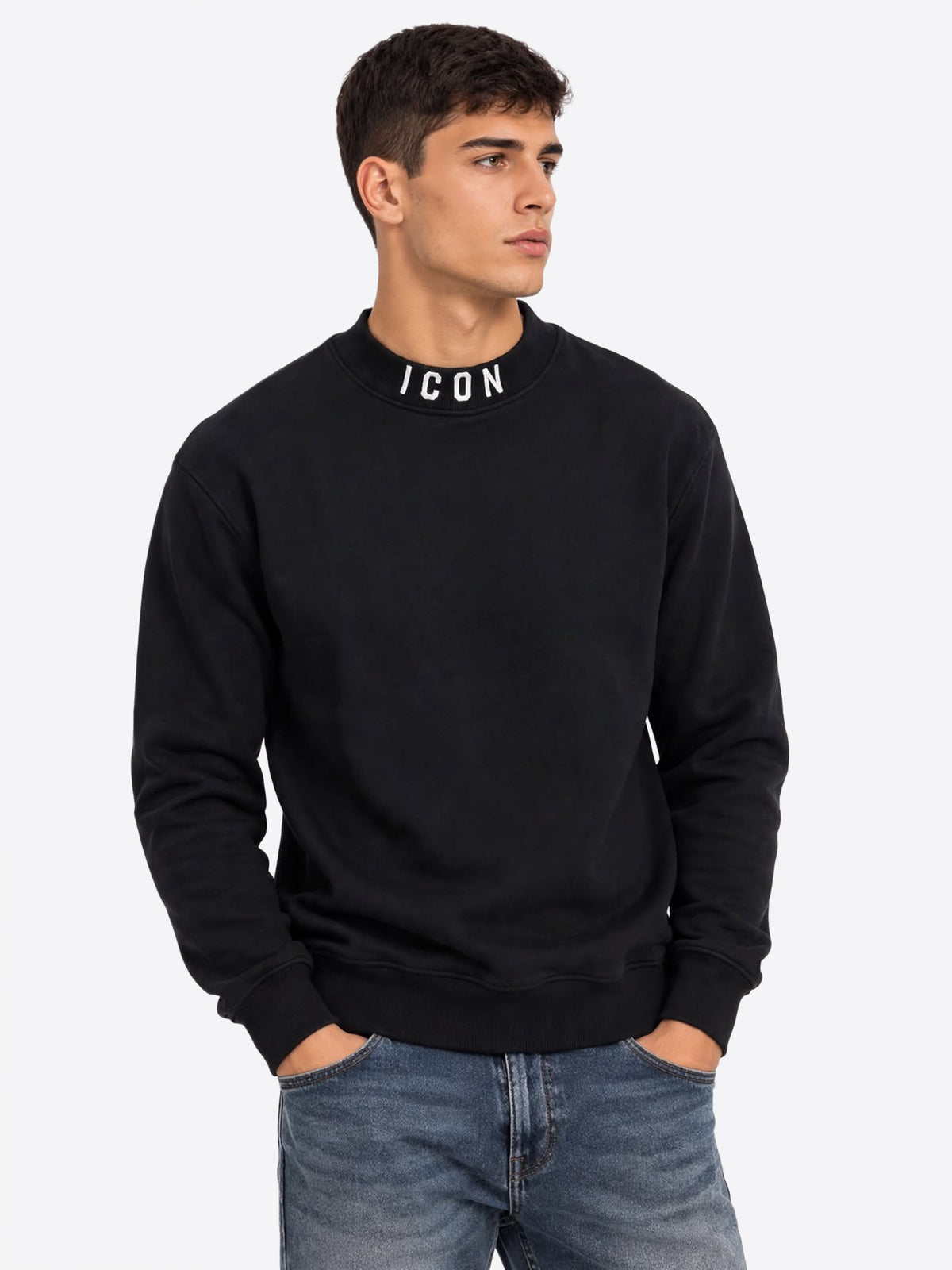 Felpa giro ICON da Uomo - nero IUF076NEROBIANCO