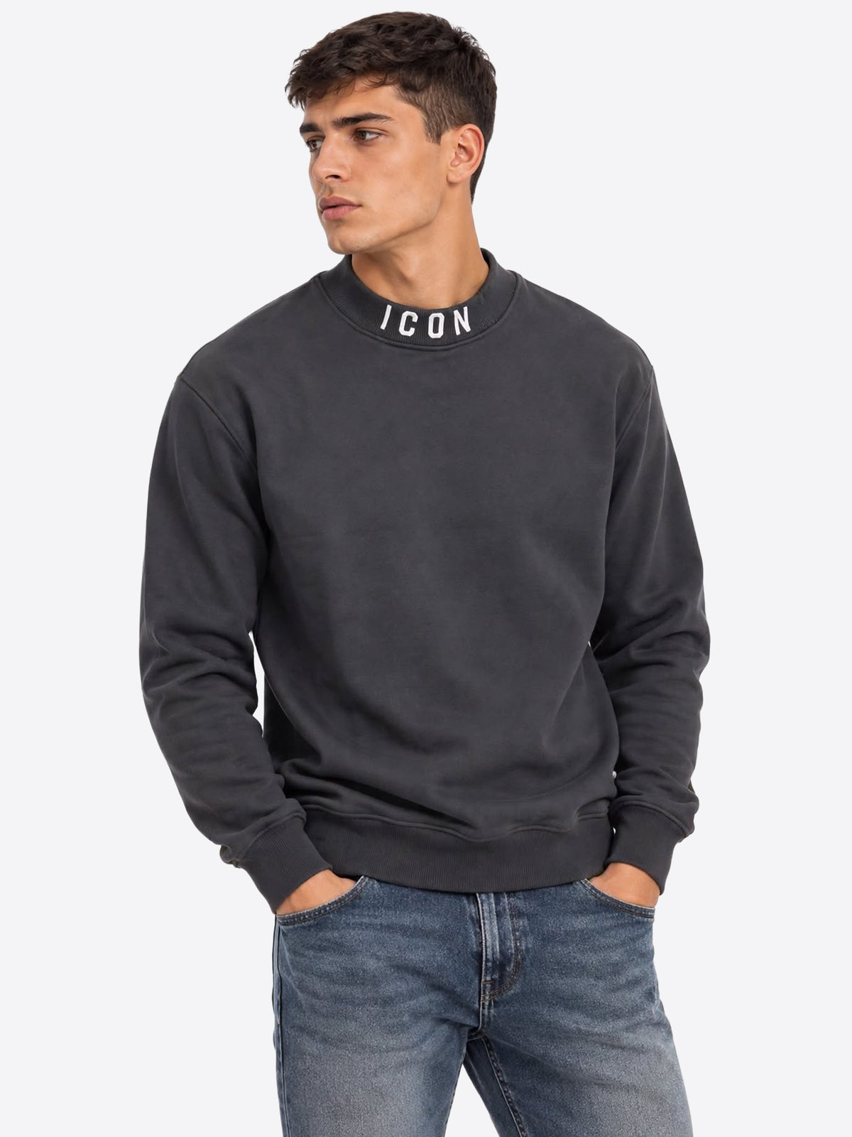 Felpa giro ICON da Uomo - grigio IUF076PIOMBO