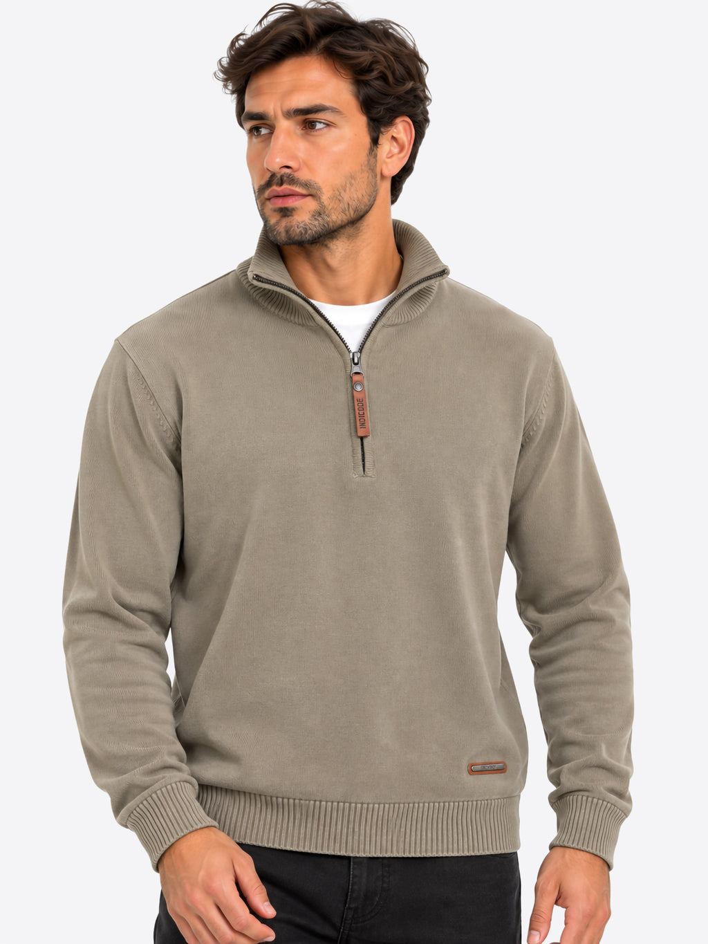 Maglione INDICODE da Uomo - beige INARKMILONECKZIP034 BEIGE