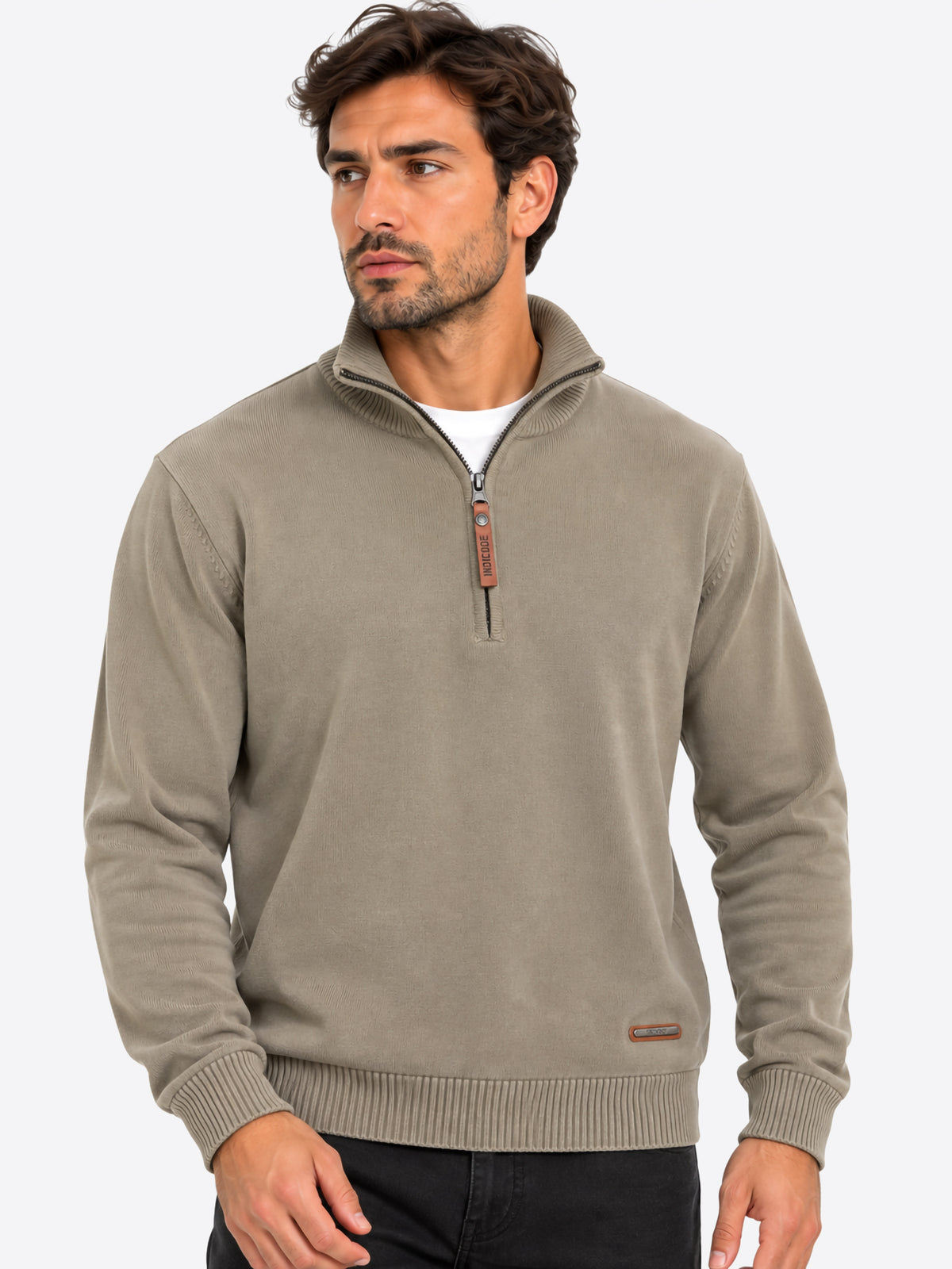 Maglione INDICODE da Uomo - beige INARKMILONECKZIP034 BEIGE