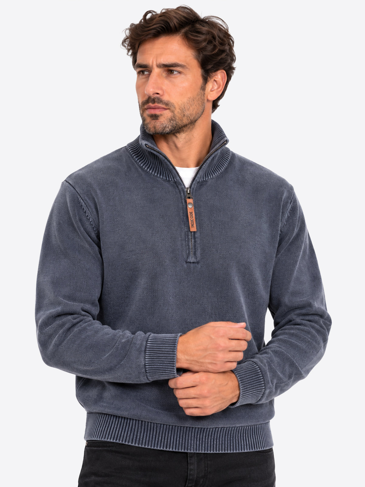 Maglione INDICODE da Uomo - blu INARKMILONECKZIP469 BLU