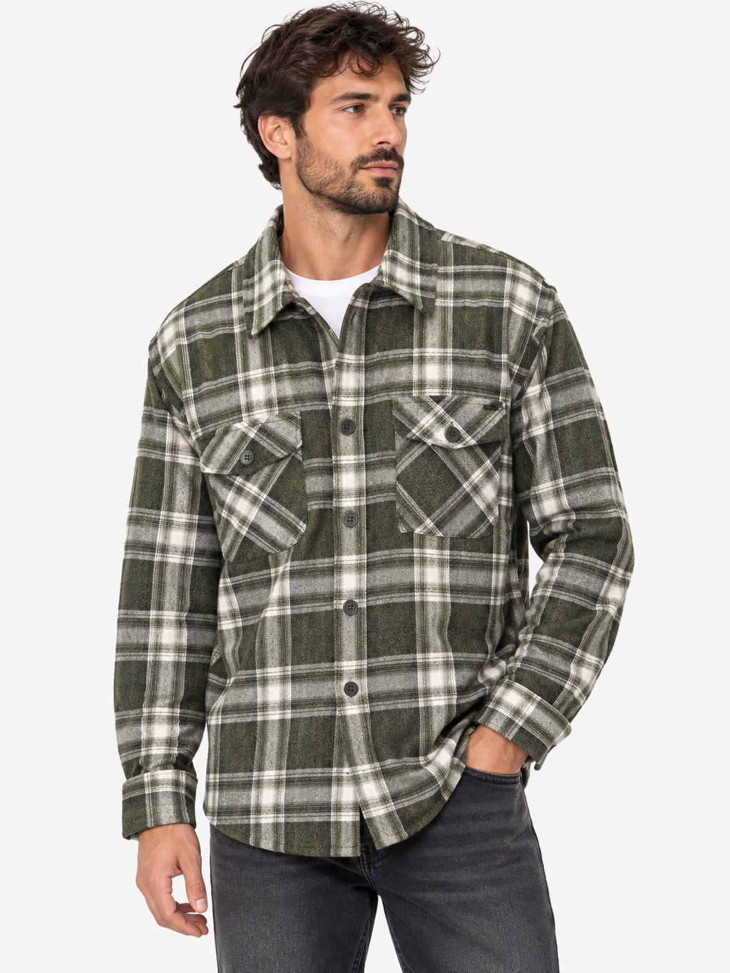 Camicia INDICODE da Uomo - verde INSTANLEY600 ARMY