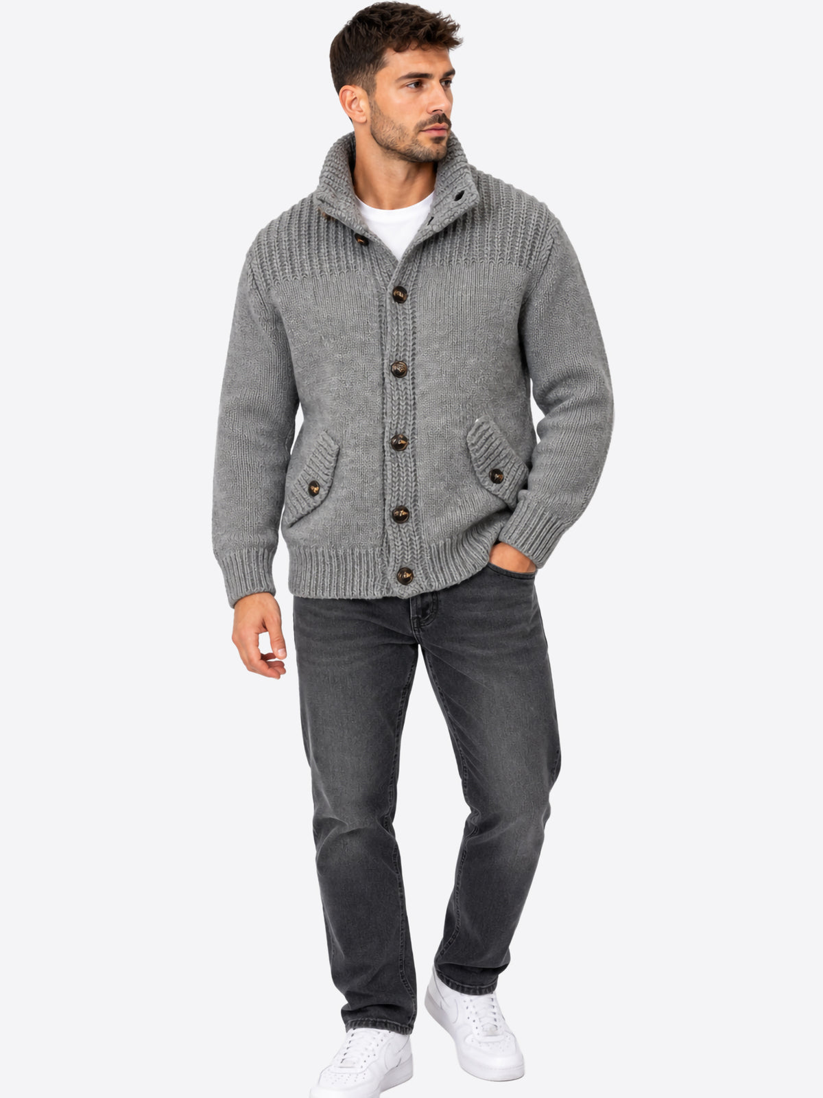 Cardigan INDICODE da Uomo - grigio INTHORNSTONE914 GRIGIOMELANGE