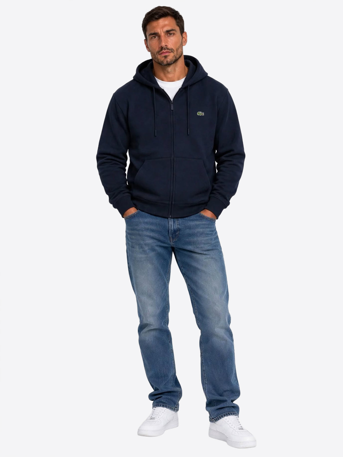 Felpa full zip cappuccio LACOSTE da Uomo - blu SH8864166 BLU