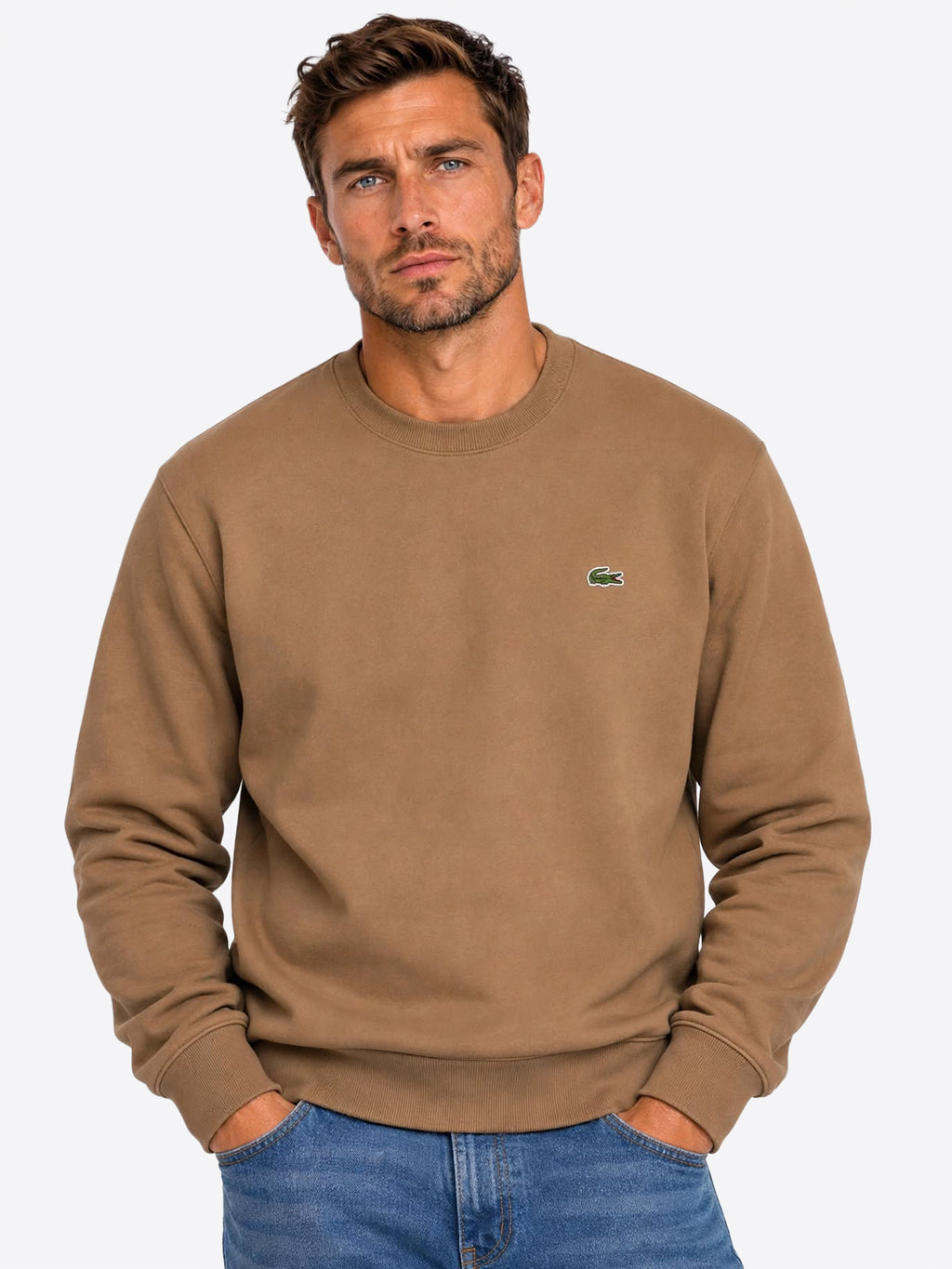 Felpa giro LACOSTE da Uomo - SH8868SIX TABACCO