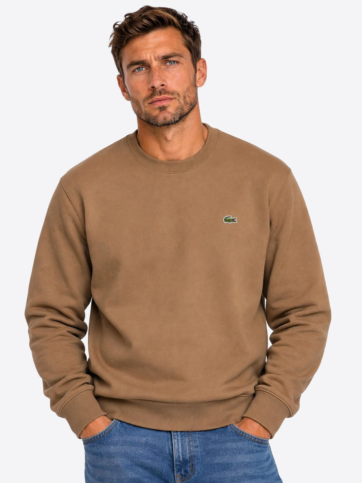 Felpa giro LACOSTE da Uomo - SH8868SIX TABACCO
