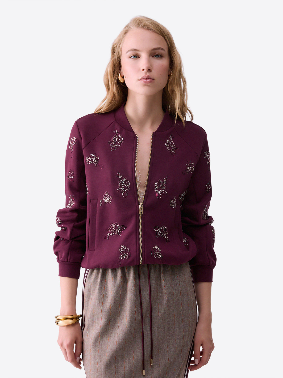 Felpa Full Zip LIU JO da Donna - rosso TF6133L9576 BORDEAU