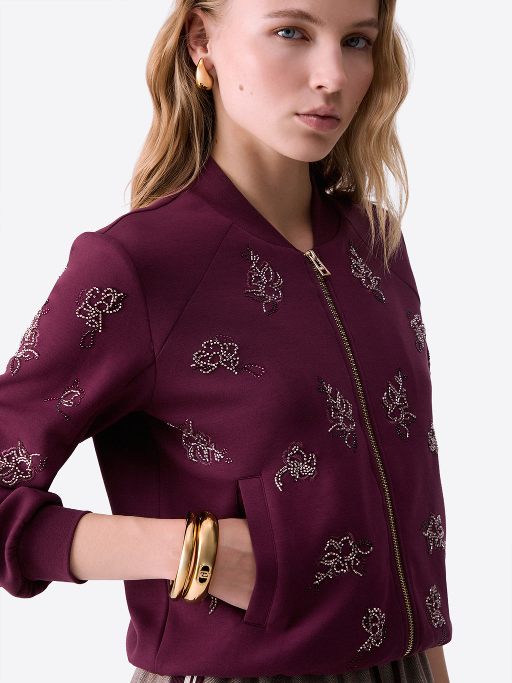 Felpa Full Zip LIU JO da Donna - rosso TF6133L9576 BORDEAU
