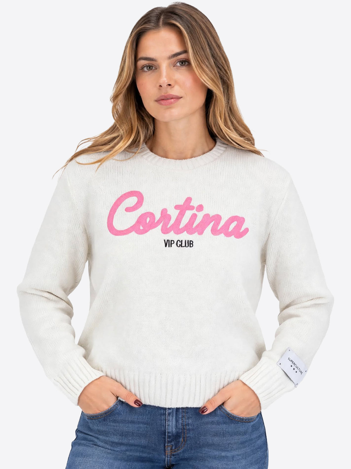 Maglione SUPERCULTURE da Donna - bianco AK8027WHT