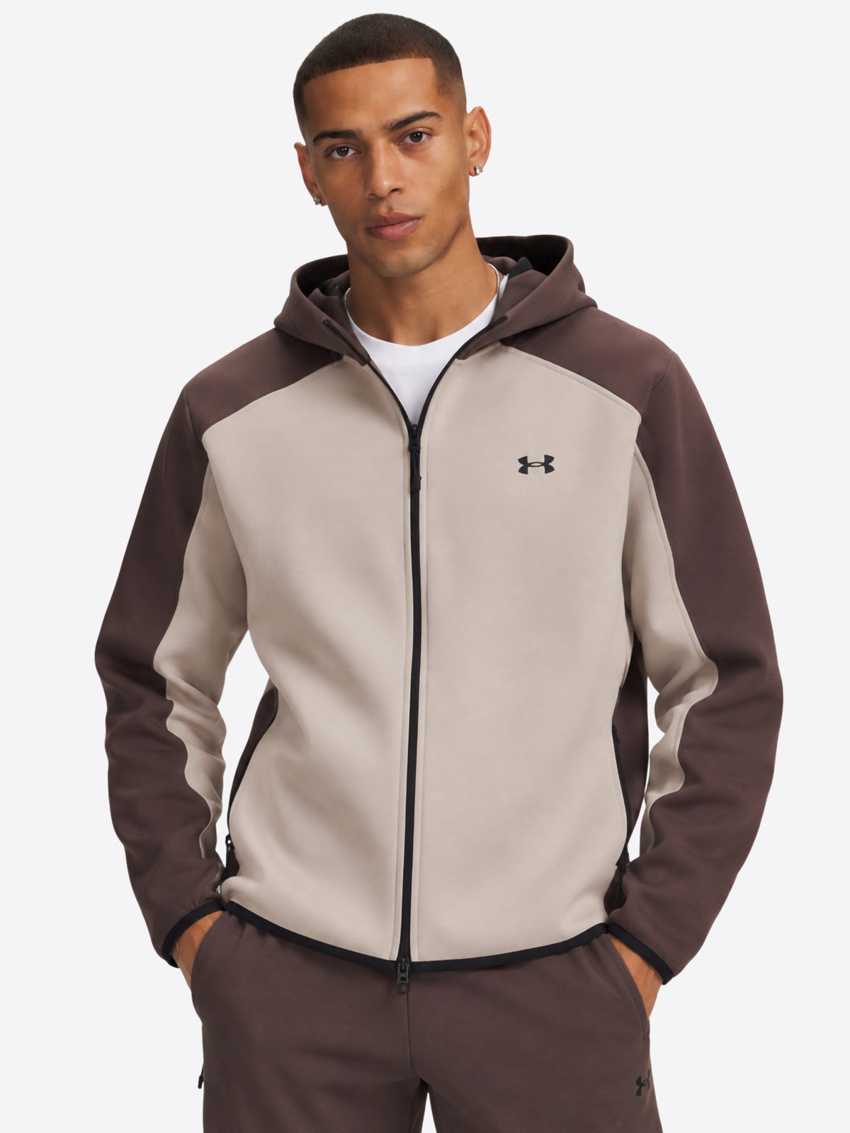 Felpa full zip cappuccio UNDER ARMOR da Uomo - beige 6013431200 BEIGE