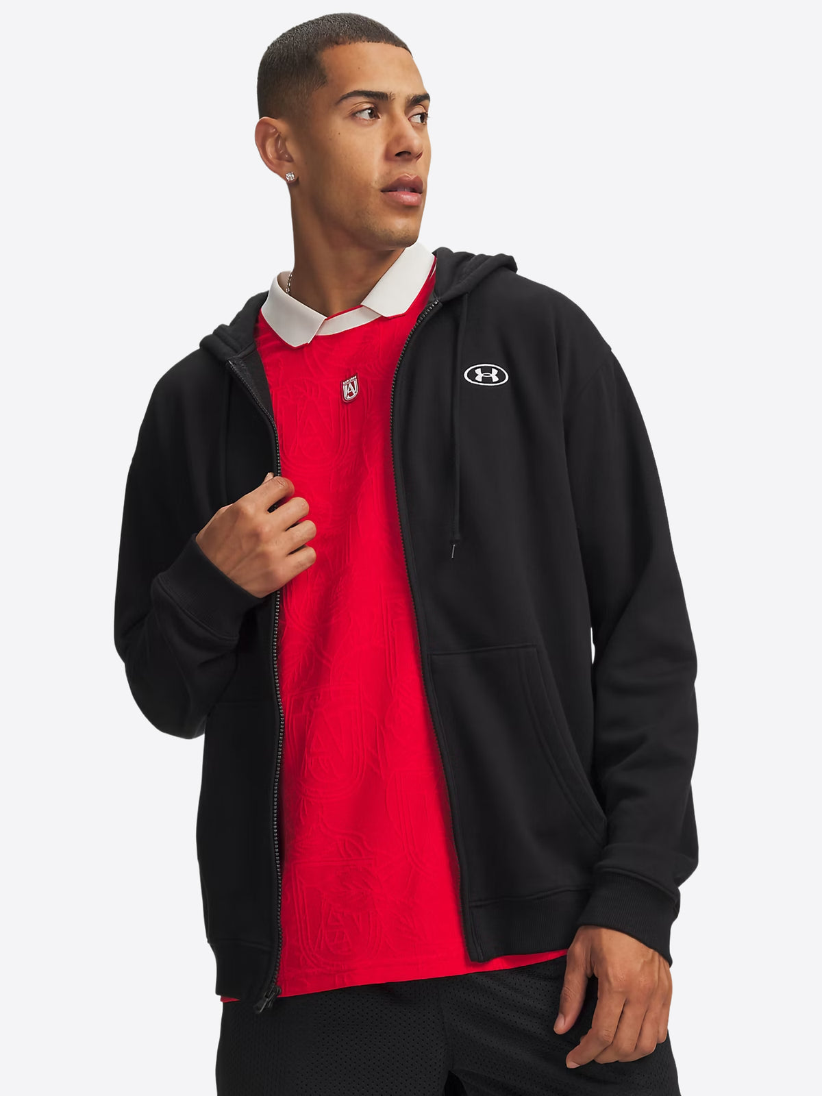 Felpa full zip cappuccio UNDER ARMOR da Uomo - nero 6013451008 NERO