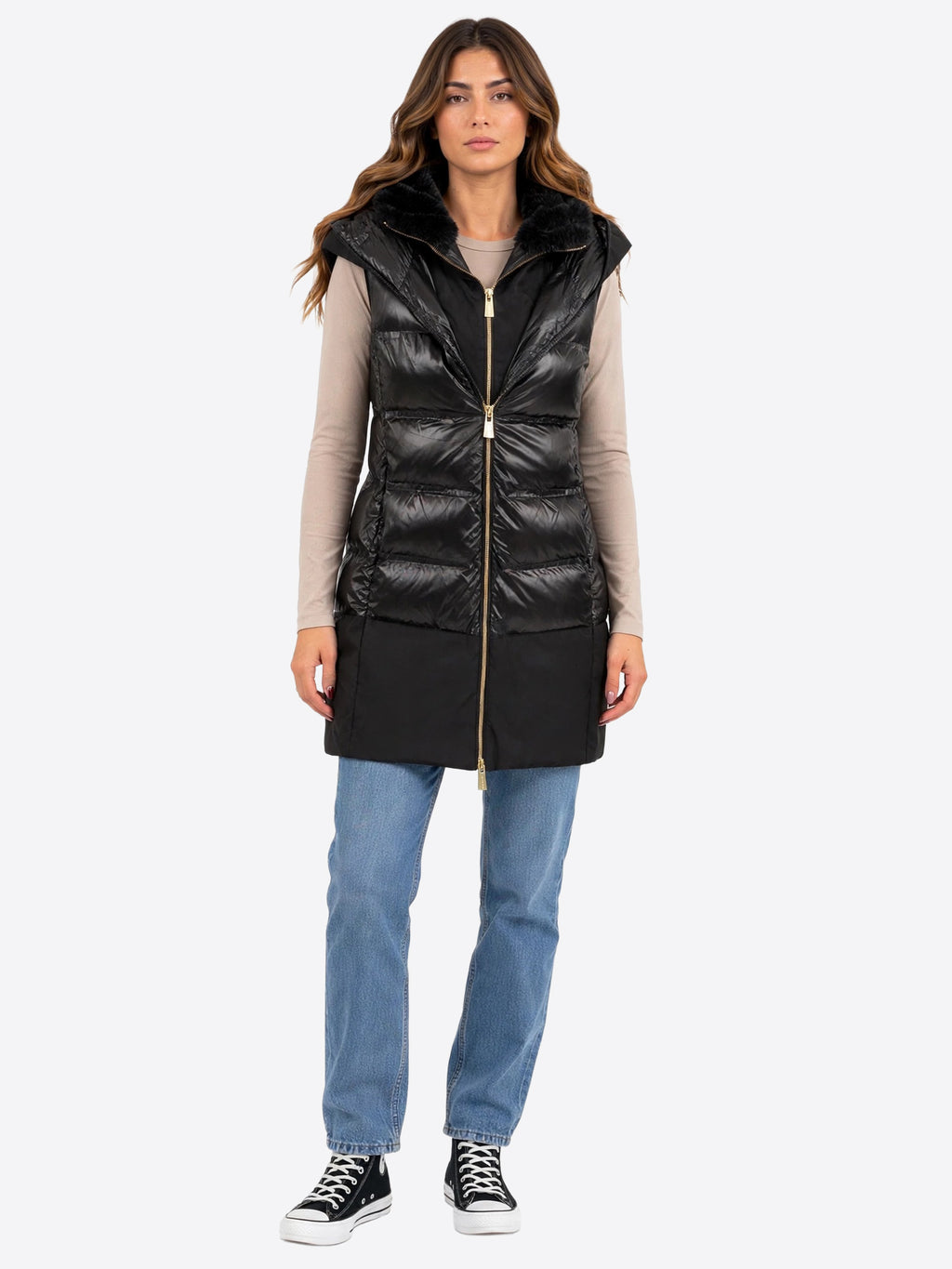 Piumino Smanicato YES-ZEE da Donna - nero O103Q300801