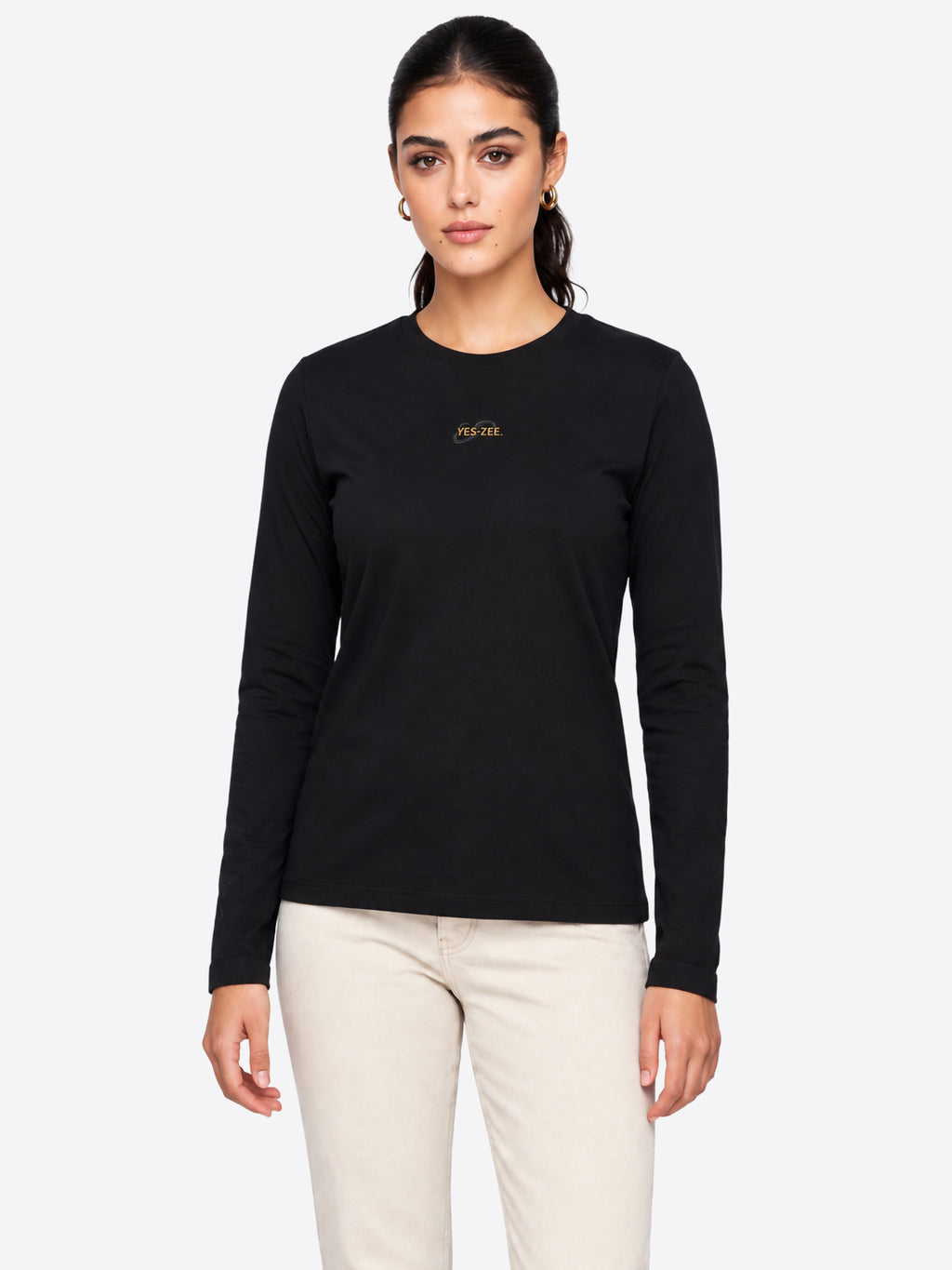 Long-shirt YES-ZEE da Donna - nero T034S700BLK