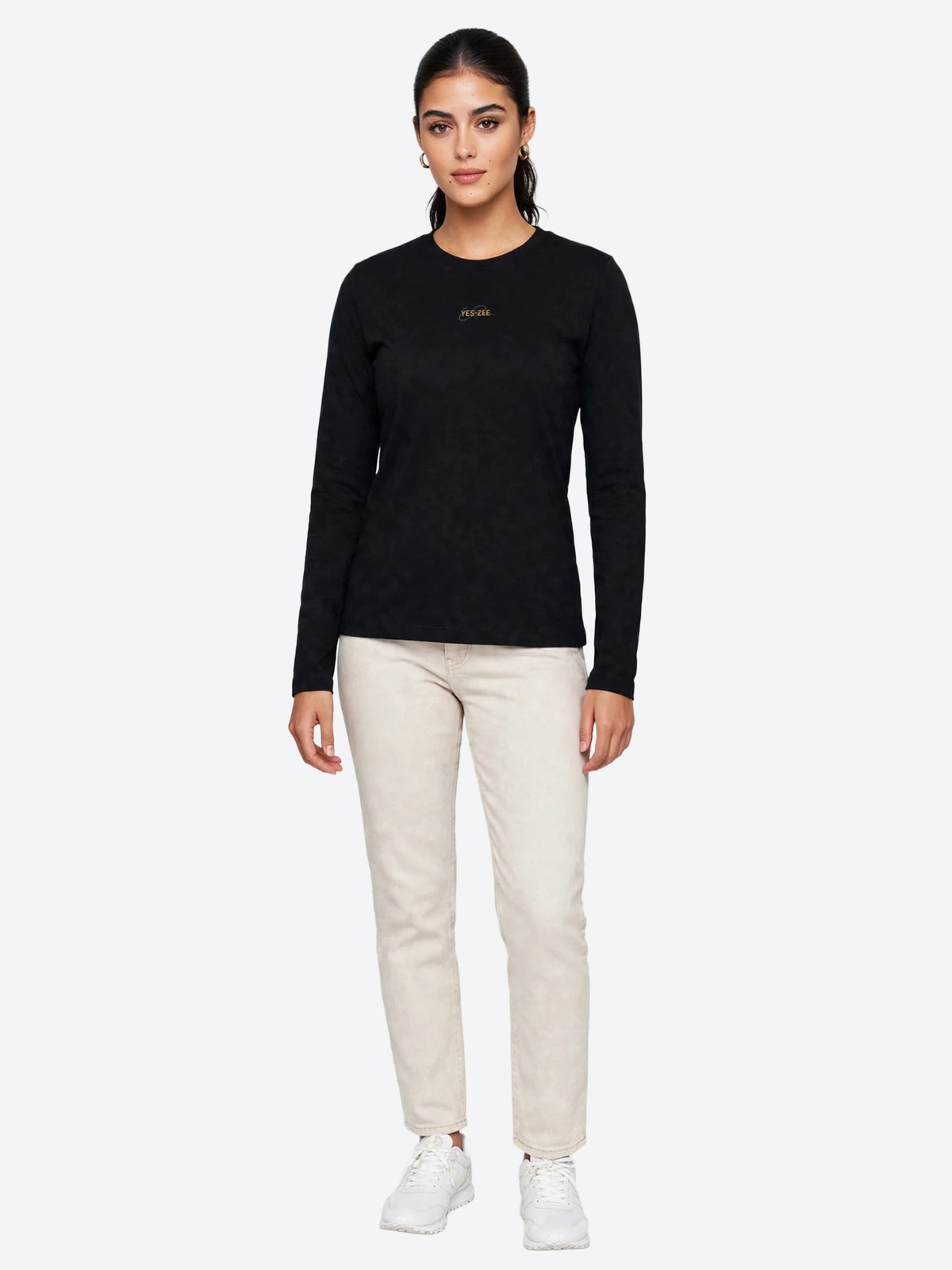 Long-shirt YES-ZEE da Donna - nero T034S700BLK
