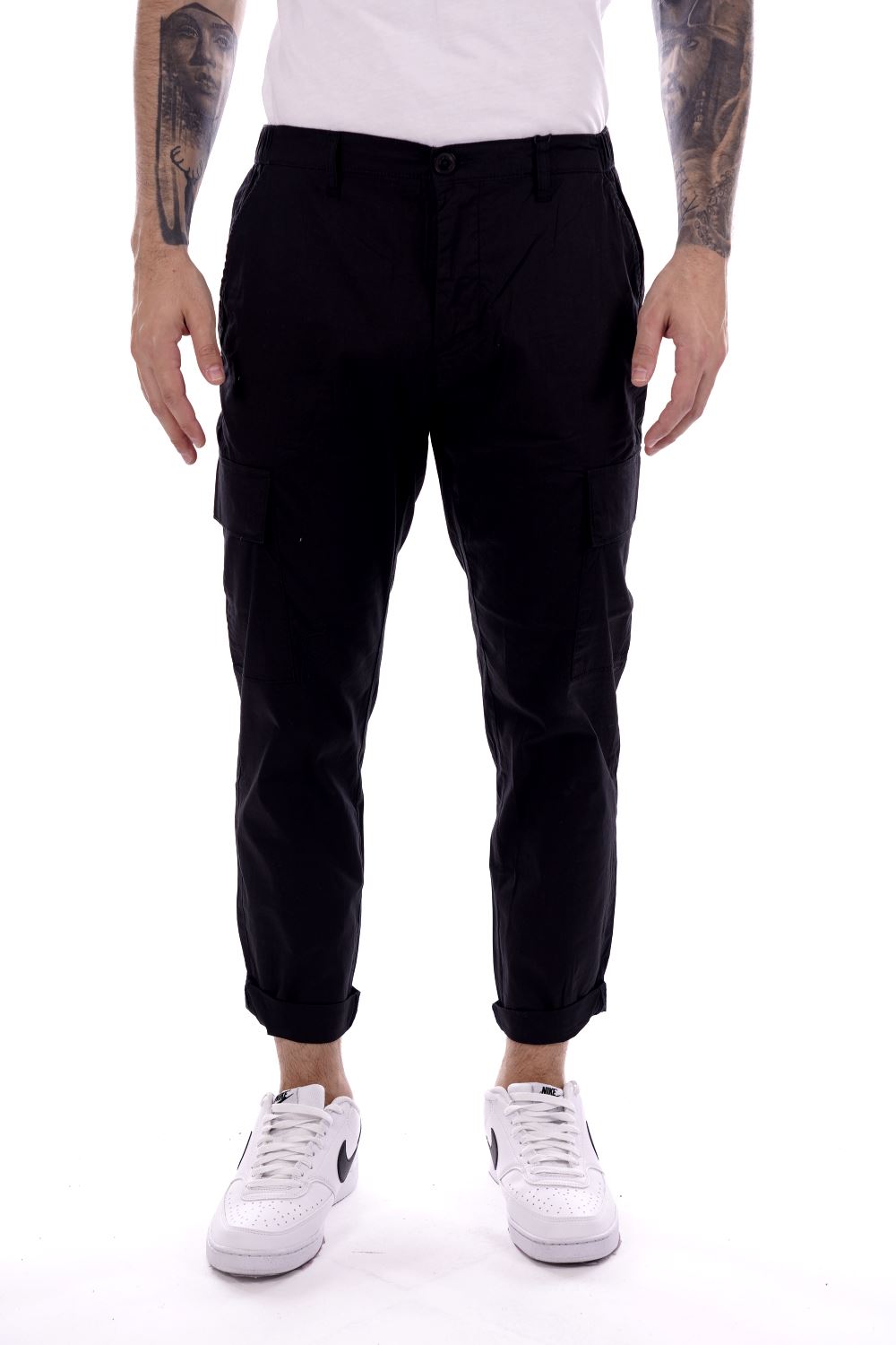 Solid Pantalone Nero Da Uomo