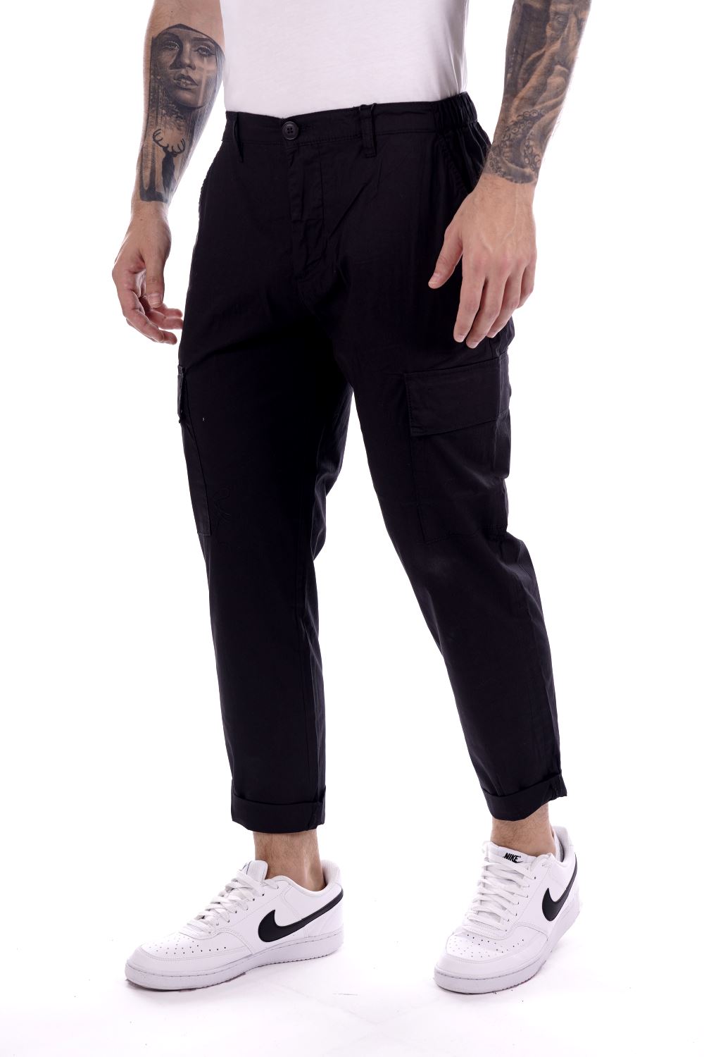 Solid Pantalone Nero Da Uomo