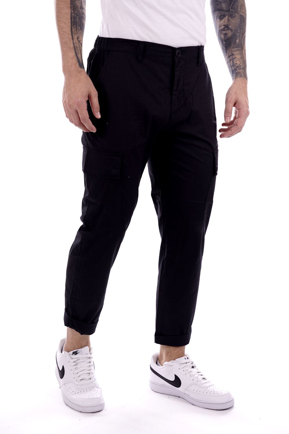 Solid Pantalone Nero Da Uomo