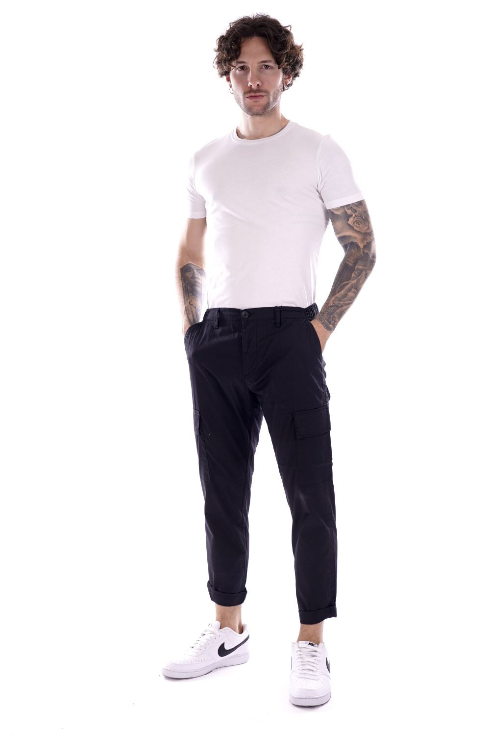 Solid Pantalone Nero Da Uomo