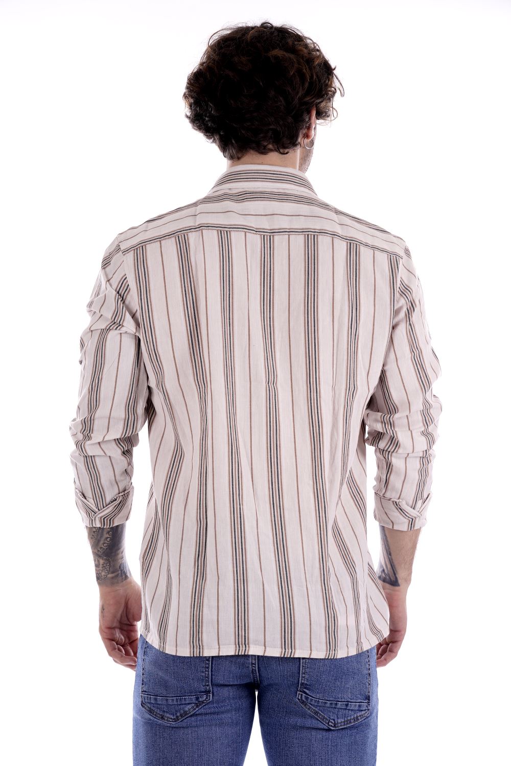 Solid Camicia A Righe Da Uomo